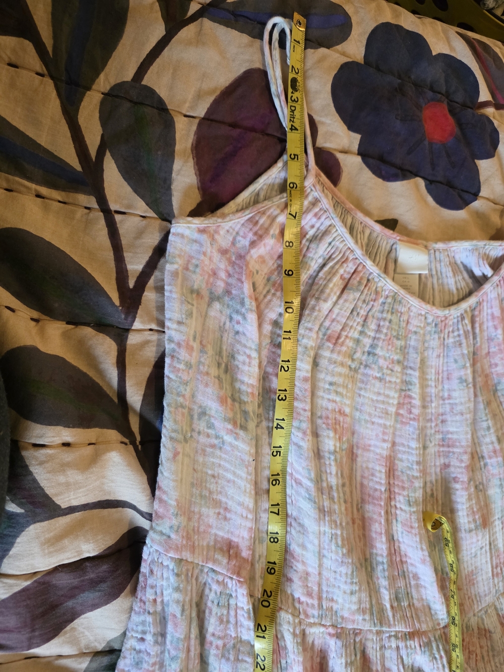 H&M Pastel Floral Tiered Maxi Dress in Peach and Mint - Picture 8 of 9